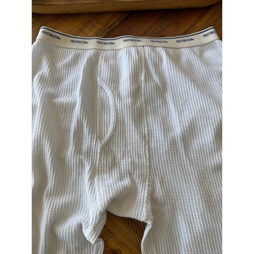 Vintage Fruit of the Loom Thermal Long Johns White Size Large USA Made